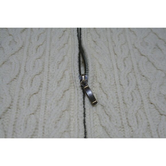 Inis Crafts Merino Wool Zip Cardigan Womens S Cream Cable Knit Ireland Heritage - Picture 3 of 7